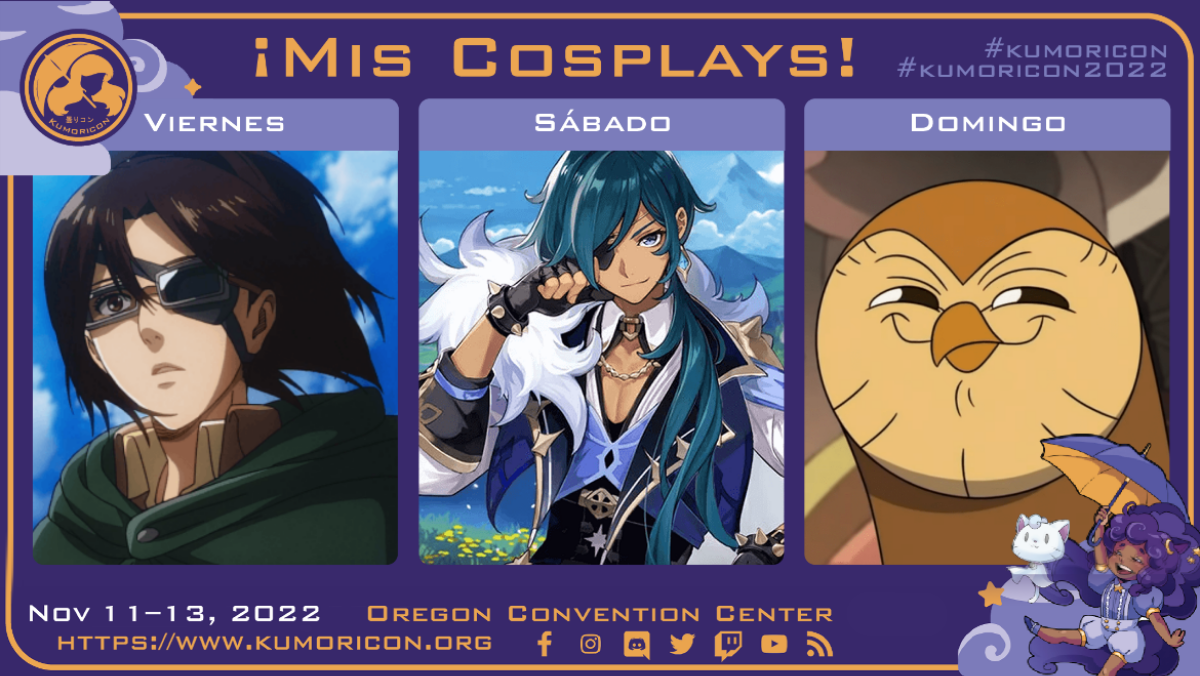 Spanish cosplay frame template for Friday&ndash;Sunday, 16&times;9 aspect ratio