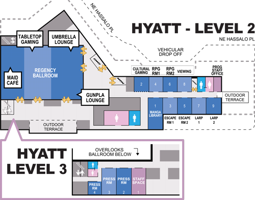 Hyatt Regency Portland Levels 2&ndash;3 map