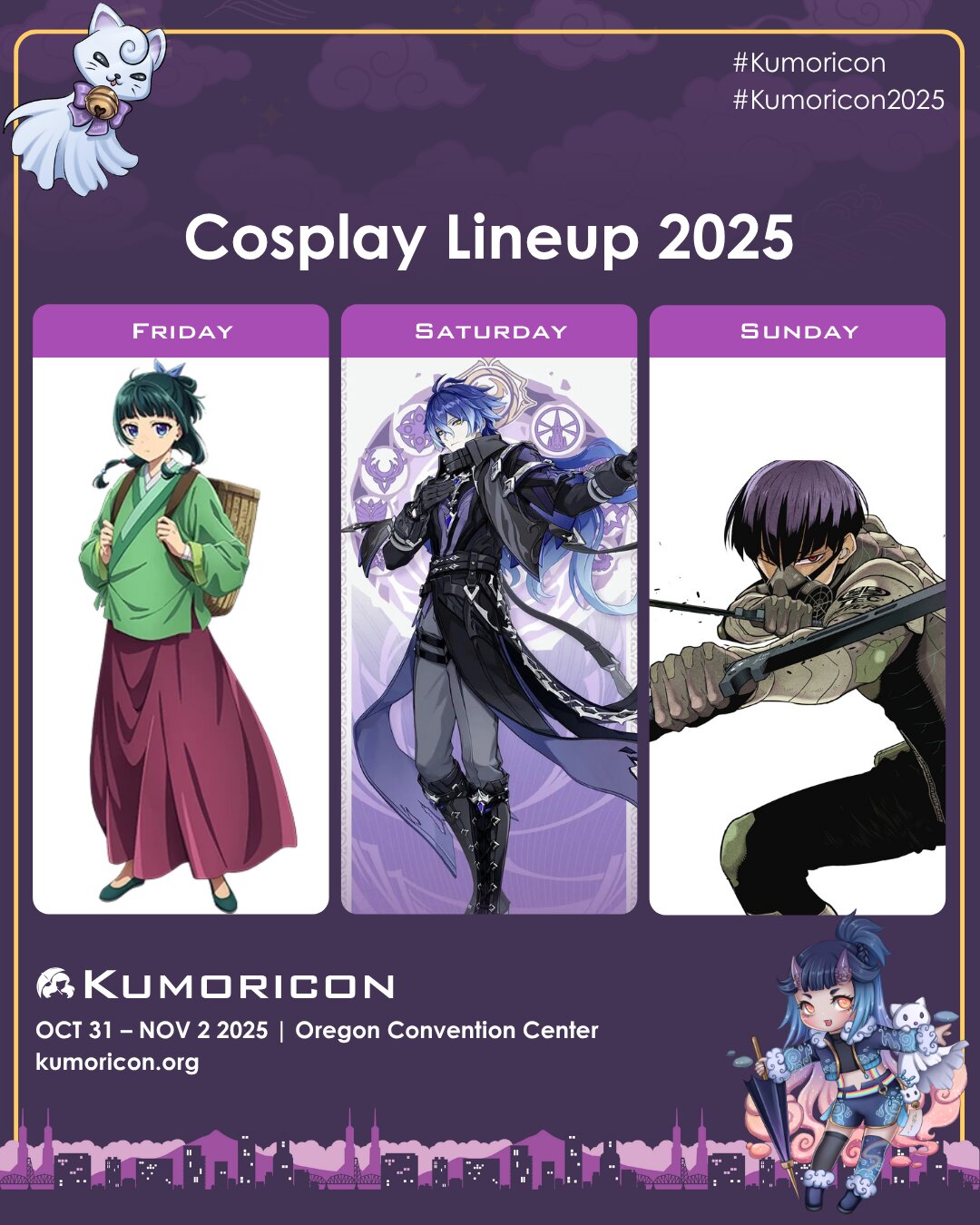 Cosplay frame template for Friday&ndash;Sunday, 1&times;1 aspect ratio